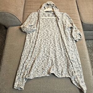 Maurices Knit Boho Gray White Metallic Cozy Casual Hooded Cardigan Size 0X